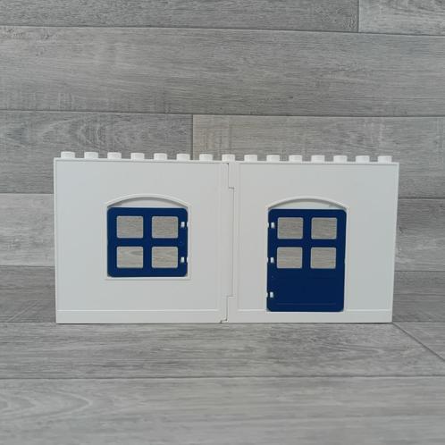 duplo huis witte muurdelen met donkerblauwe deur en raam, Kinderen en Baby's, Speelgoed | Duplo en Lego, Gebruikt, Duplo, Ophalen of Verzenden