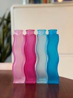 4 Vintage IKEA Skamt Squiggle Zigzag Vaasjes jaren 90, Overige kleuren, Ophalen of Verzenden, Minder dan 50 cm, Glas