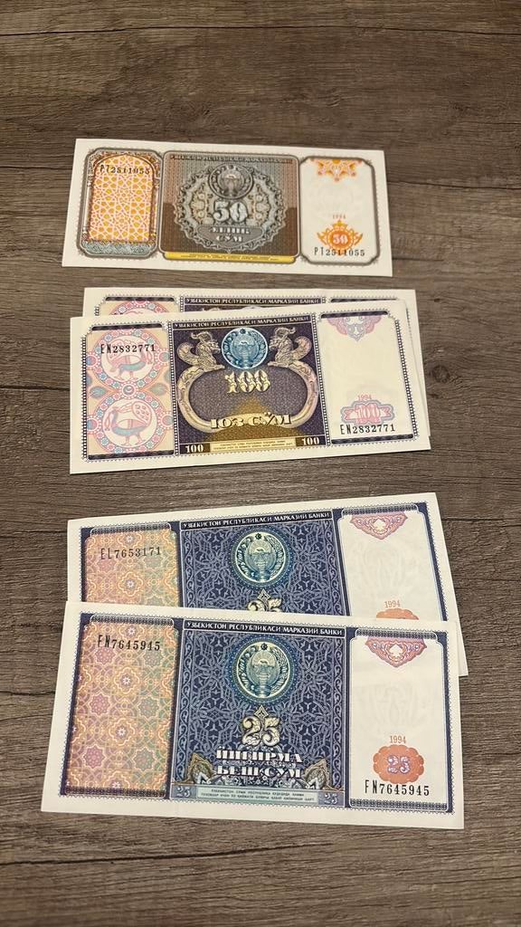 Biljetten oezbekistan, Postzegels en Munten, Bankbiljetten | Azië, Ophalen of Verzenden, Zuidoost-Azië