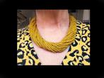 Bijzonder Vintage NAGA Ketting met Geel Glazen Kraaltjes!, Sieraden, Tassen en Uiterlijk, Antieke sieraden, Verzenden, Overige materialen