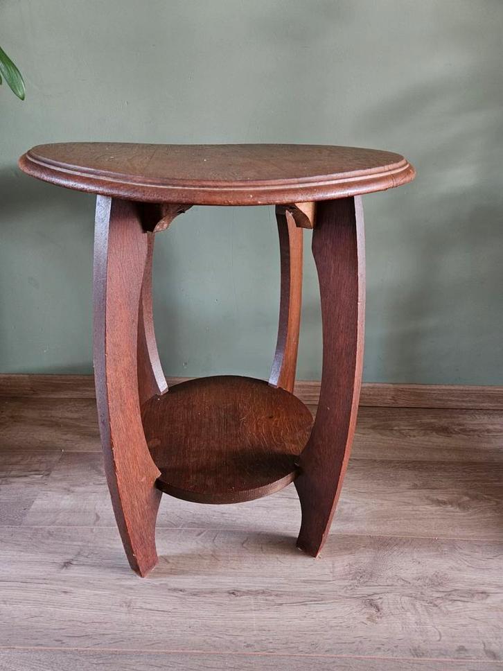 Art Deco houten bijzettafel, rond, hout, vintage, antiek, Huis en Inrichting, Tafels | Sidetables, Gebruikt, 25 tot 50 cm, 50 tot 100 cm