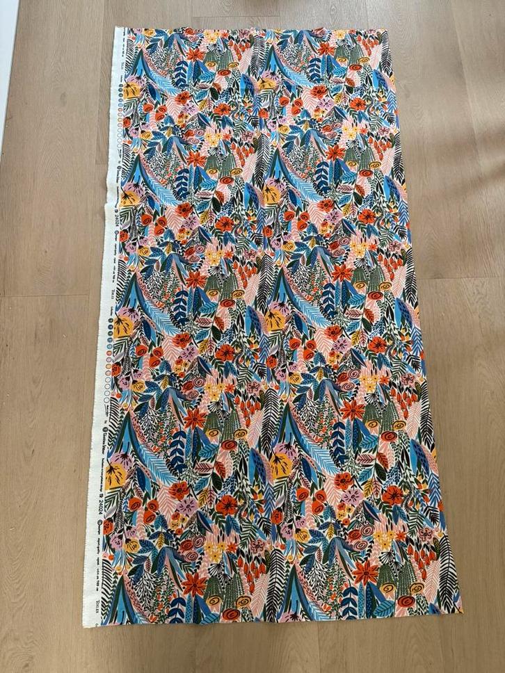 Canvas katoen bloemen stof, Hobby en Vrije tijd, Stoffen en Lappen, Zo goed als nieuw, Katoen, 30 tot 120 cm, 30 tot 200 cm, Overige kleuren