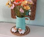 Turquoise kan van aardewerk ook waterdichte vaas, Huis en Inrichting, Woonaccessoires | Vazen, Ophalen, Blauw, Aardewerk of Porselein
