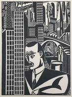 Frans Masereel (1889-1972) Houtsnede 'Fabrieksstad'. Gemonog, Antiek en Kunst, Kunst | Etsen en Gravures, Ophalen of Verzenden