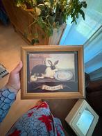 Vintage schilderij konijn, Ophalen, Schilderij, Minder dan 50 cm