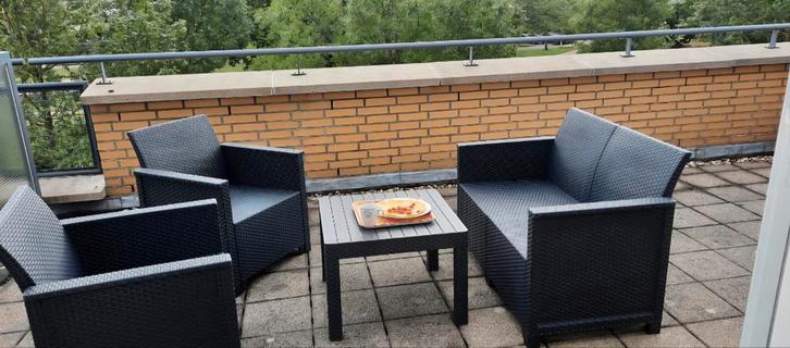 Loungeset Leenbakker antraciet bank met 2 x stoel, Tuin en Terras, Tuinsets en Loungesets, Zo goed als nieuw, Bank, Stoel, Ophalen