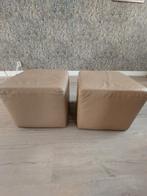 Twee leren poefs/hockers van Montel, Minder dan 50 cm, Gebruikt, Vierkant, Minder dan 50 cm