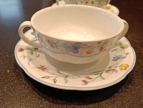 Villeroy & Boch Mariposa Soepkommen met Schotel (6 stuks), Huis en Inrichting, Keuken | Servies, Zo goed als nieuw, Kop(pen) en/of Schotel(s)