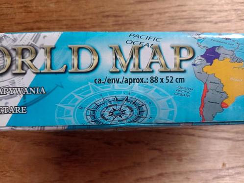 Scratch World Map 88 x 52 cm, Hobby en Vrije tijd, Tekenen, Zo goed als nieuw, Ophalen of Verzenden