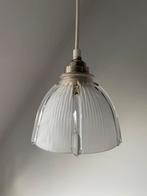 Vintage Frans mat glazen Holophane hanglampje lampenkap, Huis en Inrichting, Lampen | Hanglampen, Glas, Ophalen of Verzenden