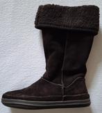 Platte suède laarzen met borg voering donkerbruin maat 37, Hoge laarzen, Bruin, Ophalen of Verzenden, Gedragen