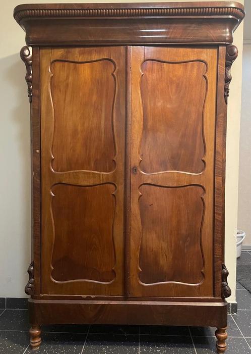 Biedemeierkast met 2 laden en 4 legplanken, Antiek en Kunst, Antiek | Meubels | Kasten, Ophalen