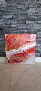 Abstract schilderij - Rood, Oranje, Goud - 39x39cm, Ophalen of Verzenden