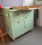 Mintgroene vintage commode met verschoonbak, Gebruikt, 50 tot 70 cm, 75 tot 100 cm, Opstaande rand