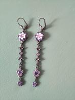 Vintage oorbellen , Michal Negrin, lang model, roze (b), Overige materialen, Hangers, Met strass, Verzenden