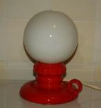 vintage lamp melkglas kandelaar bed lamp oranje retro lamp, Gebruikt, Ophalen of Verzenden, Minder dan 50 cm, Glas