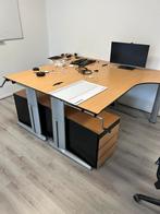 2x manueel in hoogte verstelbaar hoekbureau. 1.80x1.20, Huis en Inrichting, Ophalen, In hoogte verstelbaar, Gebruikt, Bureau