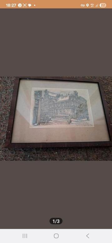 Anton Pieck Amsterdam, Langestraat Ingelijst beschikbaar voor biedingen