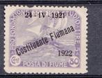 Fiume Postzegel Venetiaanse galei, met opdruk Uitgave 1922, Verzenden, Overige landen