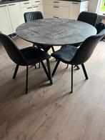 Ronde tafel met 4 stoelen betonlook-antraciet, Huis en Inrichting, Tafels | Eettafels, 100 tot 150 cm, 100 tot 150 cm, Rond, Gebruikt