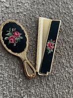 Petit point  Handspiegeltje  met Kam - Roze Rozen, Ophalen of Verzenden