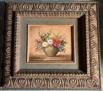 Mooi vintage schilderij, bloemen op vaas, gesigneerd, Ophalen of Verzenden