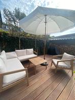 SKLUM Kaela loungeset – bank, stoel & salontafel (net nieuw), Ophalen, 5 zitplaatsen, Hardhout, Nieuw