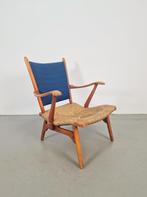 Vintage De Ster fauteuil biezen ‘50 Gelderland Mid Century, Huis en Inrichting, Fauteuils, 75 tot 100 cm, Riet of Rotan, Gebruikt