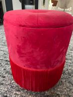 Te koop: tafeltje, velours, rood, h. 50 cm, Huis en Inrichting, Tafels | Bijzettafels, Ophalen of Verzenden, Glas, Minder dan 55 cm