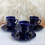 Huizen Holland Laren kobaltblauw kop en schotel 3 stuks, Huis en Inrichting, Keuken | Servies, Ophalen of Verzenden, Zo goed als nieuw