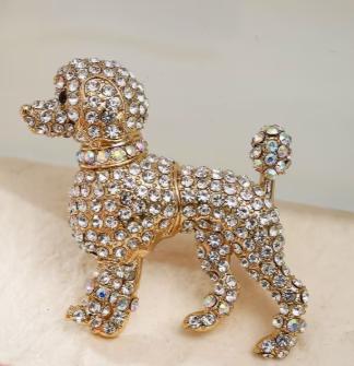 goudkleurige poedel met strass steentjes, Sieraden, Tassen en Uiterlijk, Overige materialen, Verzenden, Nieuw, Goud