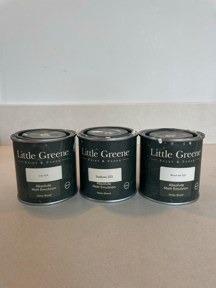 Little Greene (Test) Verf - 3 Blikken 250 ml, Doe-het-zelf en Verbouw, Verf, Beits en Lak, Nieuw, Verf, Minder dan 5 liter, Overige kleuren
