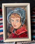 Portret Meisje -Olieverf Schilderijtje in Lijst - Gesigneerd, Ophalen of Verzenden