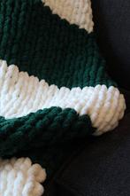 Nieuw, handgemaakt, groen/ wit gestreept deken, Ophalen of Verzenden, Nieuw