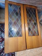 Schuifdeuren met glas in lood., Doe-het-zelf en Verbouw, Ophalen of Verzenden, Glas, Binnendeur, 200 tot 215 cm