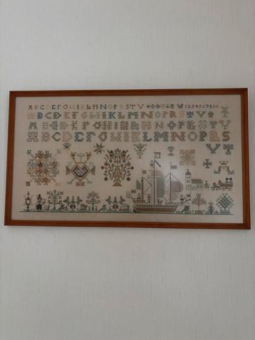 Antieke Merklap Atelier H.L. Bruens Ingelijst 80x50cm Wandde beschikbaar voor biedingen