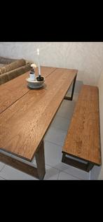 Ikea MÖRBYLÅNGA eettafel en bank., Huis en Inrichting, Tafels | Eettafels, Ophalen, Gebruikt, Rechthoekig, 200 cm of meer