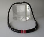 Kett. KT17: Mooie Zwarte Schelp ketting-41½cm. met -Rood-wit, Verzenden, Nieuw, Zwart, Steen of Mineraal