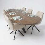 Ovale tafel zand – met metalen matrix poot - topkwaliteit, Info@inrichtingopmaat.nl, 100 tot 150 cm, Verzenden, Inrichting op maat