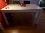 Eettafel wit, 1.40 lang x 85 breed, uitschuifbaar., Huis en Inrichting, Ophalen, 100 tot 150 cm, 50 tot 100 cm, Zo goed als nieuw