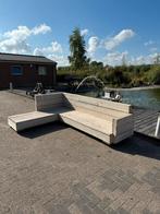 Steigerhout lounge hoekbank 3m bij 2m, Ophalen, Gebruikt