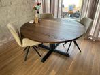 Qliv Cross Eettafel 145cm rond, Huis en Inrichting, Tafels | Eettafels, Ophalen, Japandi, 100 tot 150 cm, Zo goed als nieuw