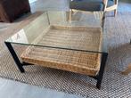 Vintage Rohe Salontafel met Riet, Huis en Inrichting, Tafels | Salontafels, Ophalen, Gebruikt, 50 tot 100 cm, Glas