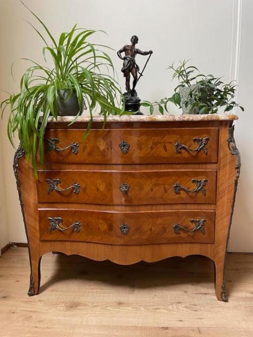 Antiek, antieke Franse commode/ladekast met marmer blad, Antiek en Kunst, Antiek | Meubels | Kasten, Ophalen