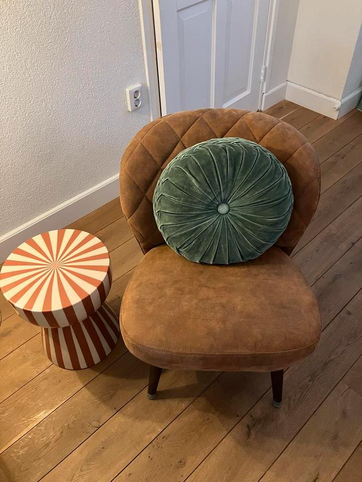 Fauteuil Vita Leenbakker cognac, Huis en Inrichting, Fauteuils, Gebruikt, Hout, 50 tot 75 cm, 75 tot 100 cm, Ophalen