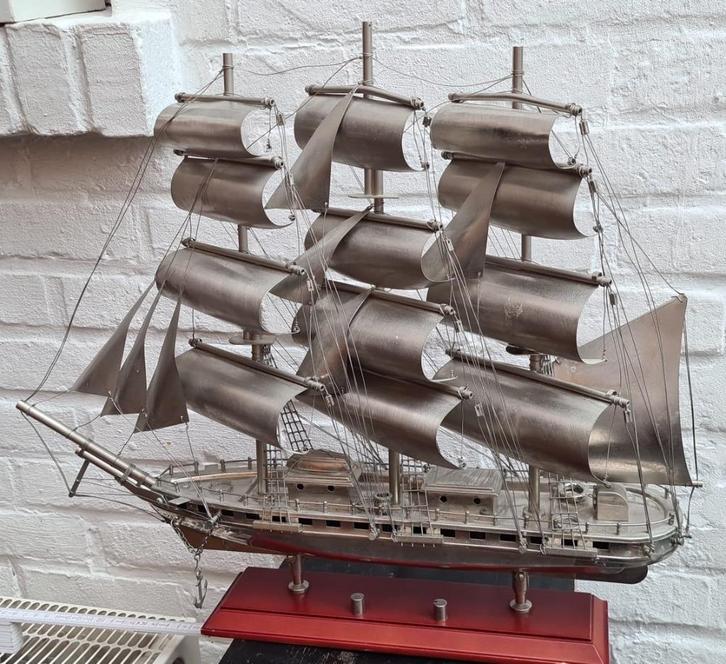 Handgemaakt metalen model v/d Cutty Sark drie master, Verzamelen, Scheepvaart, Gebruikt, Schaalmodel, Zeilboot, Ophalen of Verzenden