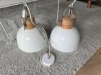 Industriële eettafel witte hanglampen met mangohout, Huis en Inrichting, Lampen | Hanglampen, Ophalen, 50 tot 75 cm, Zo goed als nieuw