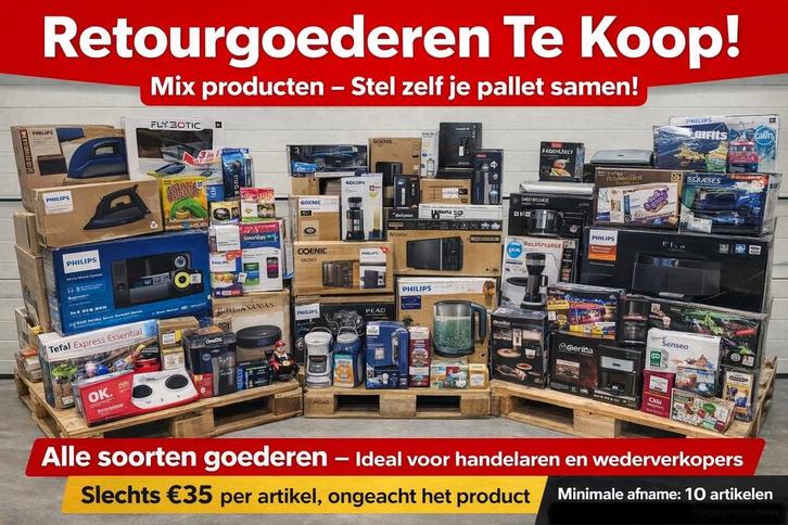 Mix Retourgoederen  Stel Zelf Pallet Samen, pallets, partij, Diversen, Rommelmarktspullen, Ophalen of Verzenden