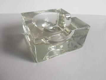 Zware Asbak van IJsglas - Vintage jaren 60-70 beschikbaar voor biedingen