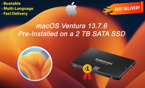 macOS Ventura 13.7.6 VoorGeïnstalleerde SSD 2 TB macOS OSX, Computers en Software, Besturingssoftware, Nieuw, MacOS, Ophalen of Verzenden